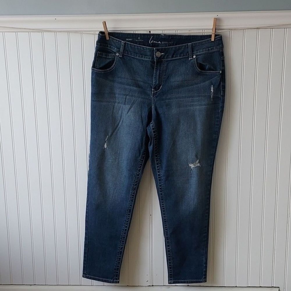 Lane Bryant Genius Fit Skinny High Rise Denim Blue Jeans Sz 18